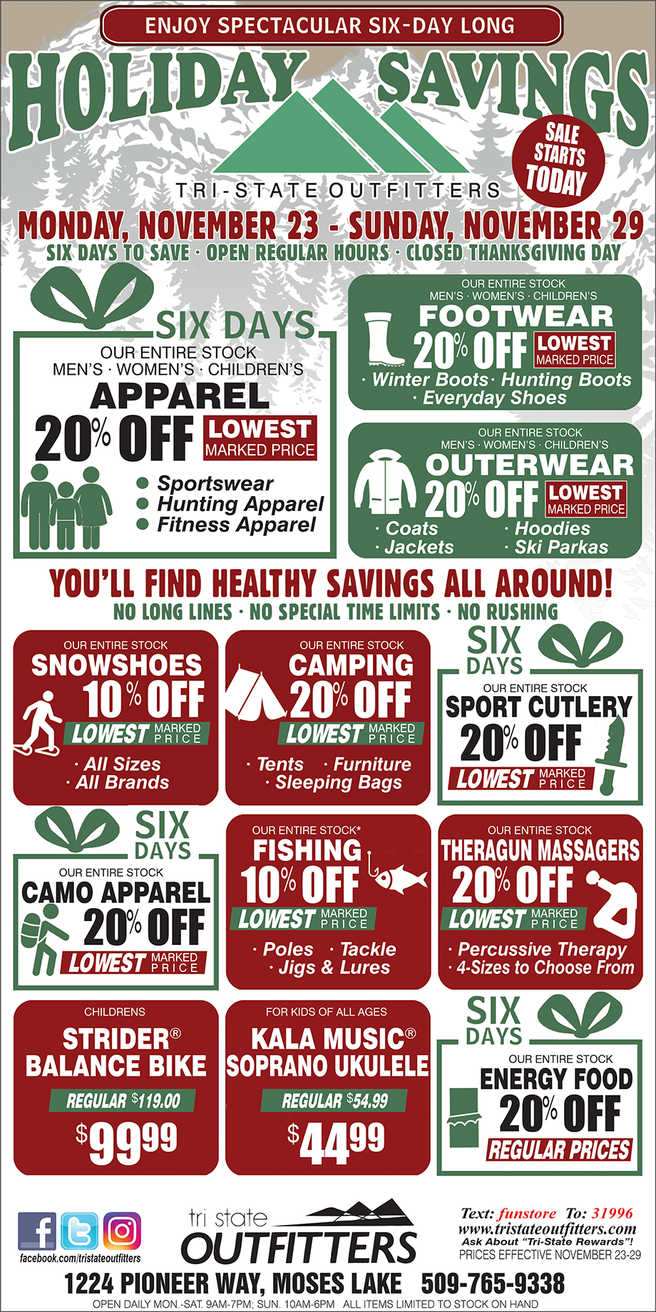 Moses Lake – Six Days of Holiday Savings!
